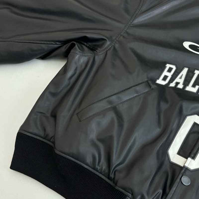Chamarra Balenciaga Basketball Bomber Leather Black
