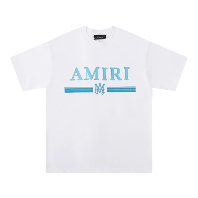 Playera Amiri Bar Logo Blanca/Azul