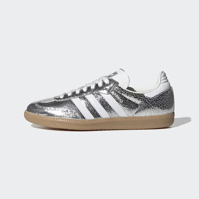 SAMBA OG Silver Metallic Cracked Leather–Cómodo