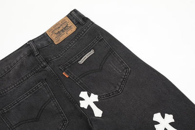 Pantalón Chrome Hearts Jeans Cross Patches Black White