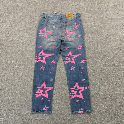 Pantalón Jeans Sp5der Pink Stars