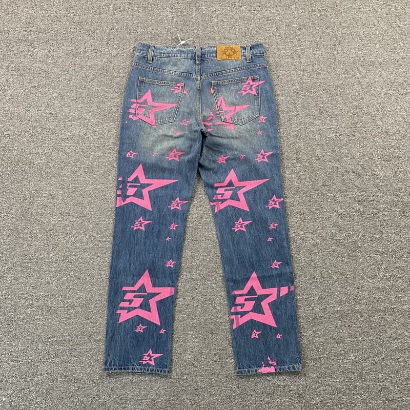 Pantalón Jeans Sp5der Pink Stars