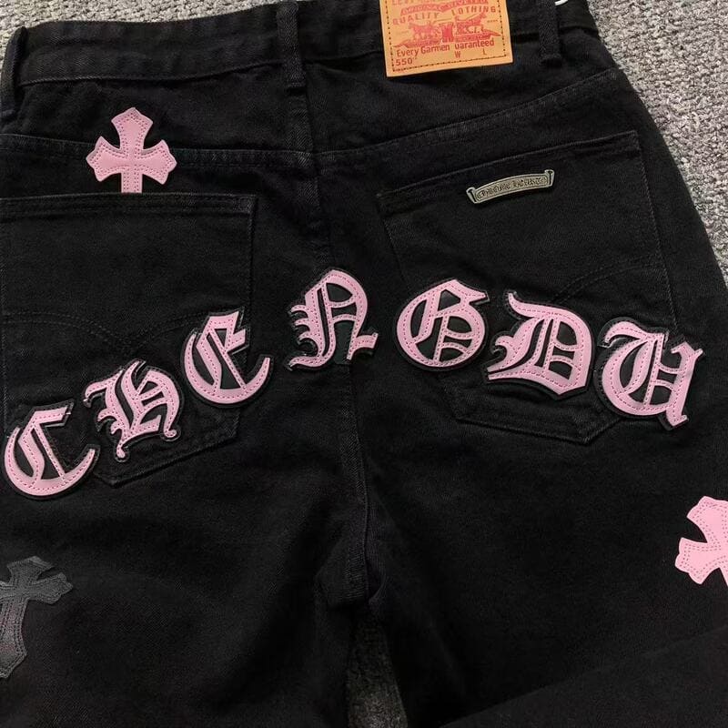 Pantalón Jeans Chrome Hearts Cross Pink