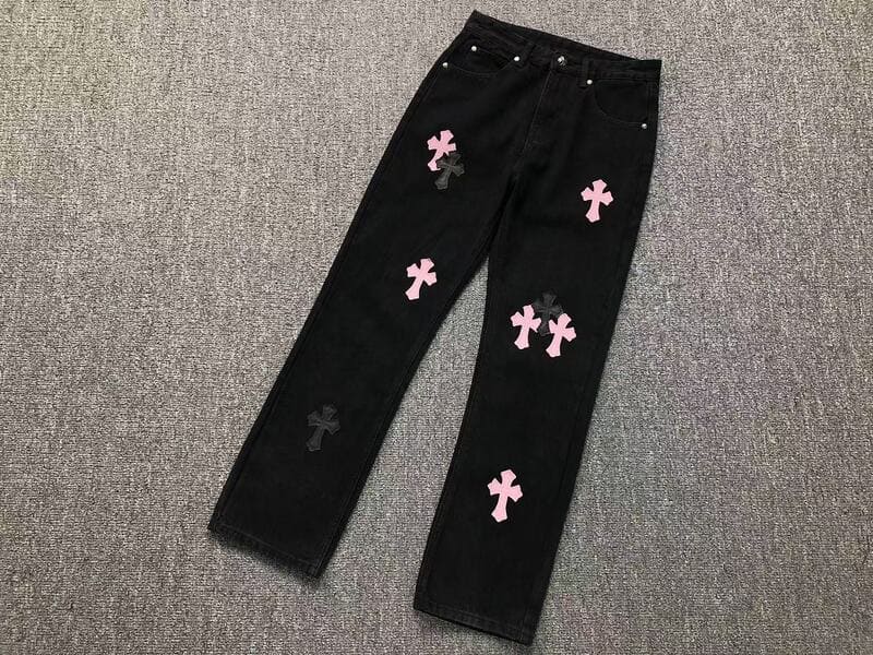 Pantalón Jeans Chrome Hearts Cross Pink