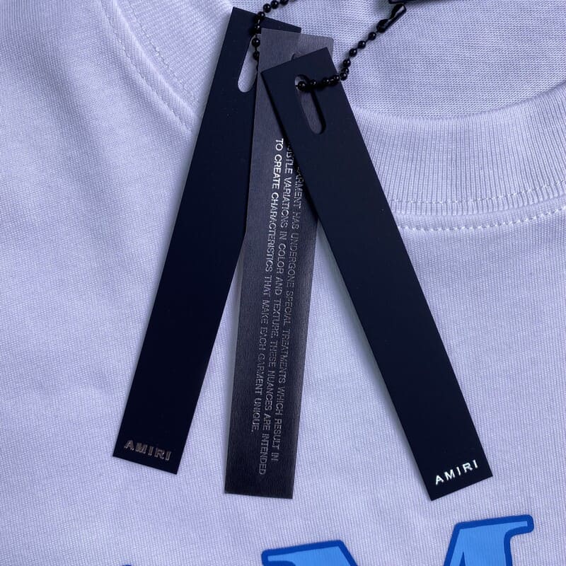 Playera Amiri Bar Logo Blanca/Azul