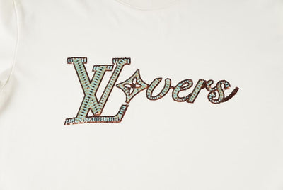 Playera Louis Vuitton White Embroidered Lovers