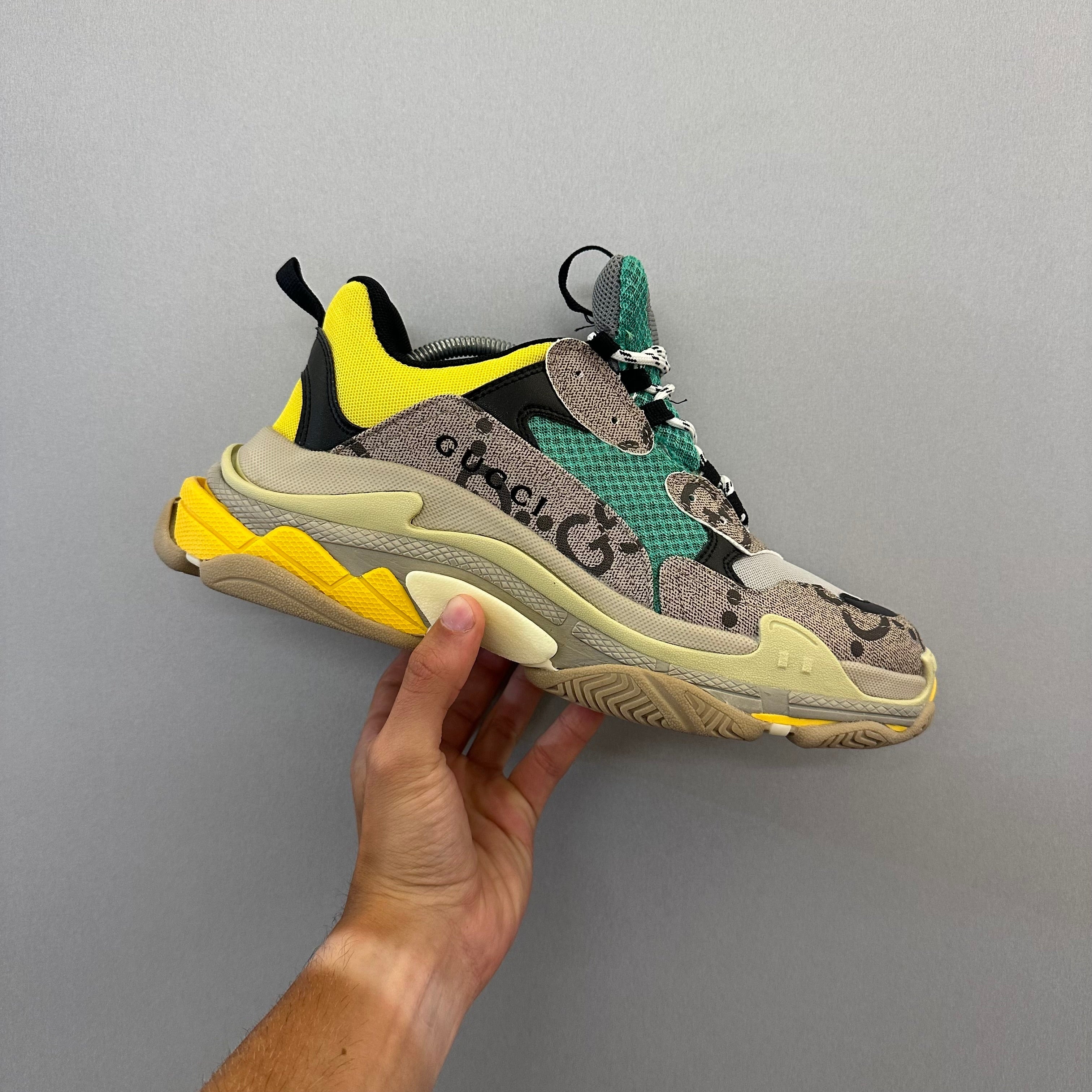 Gucci X Balenciaga The Hacker Project Triple S Beige Green Yellow