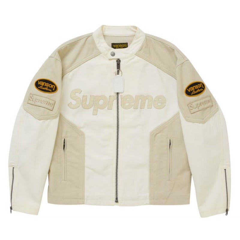 Chamarra Supreme x Vanson Leathers Cordura White Cream