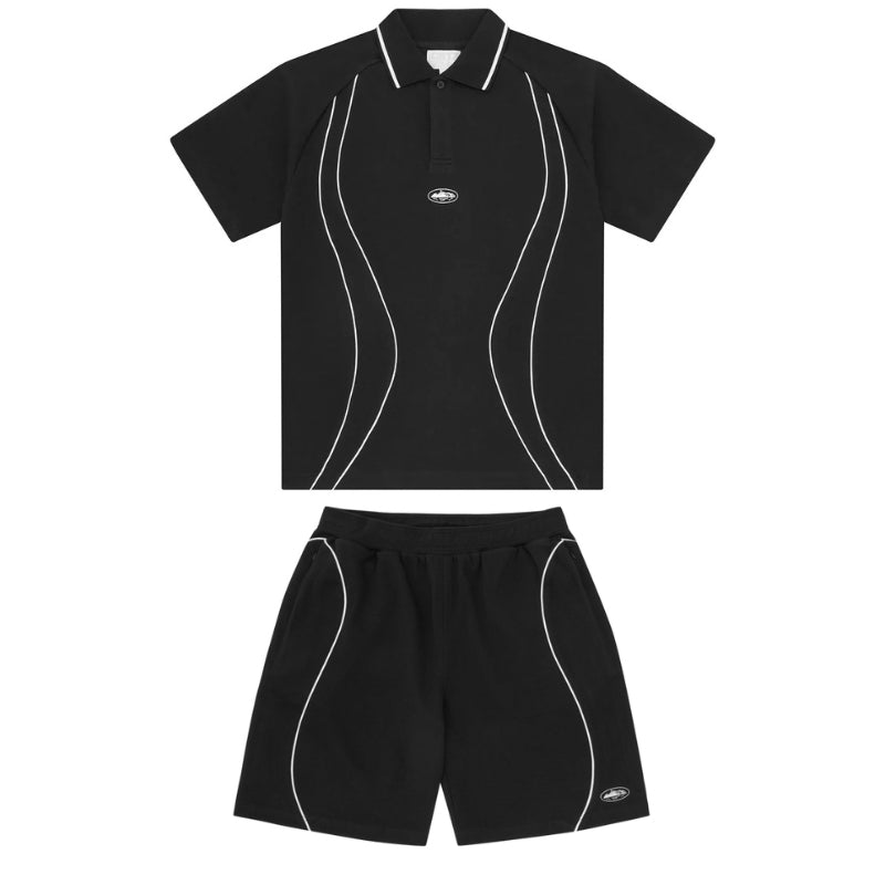 Conjunto Corteiz Island Pique Polo Negro