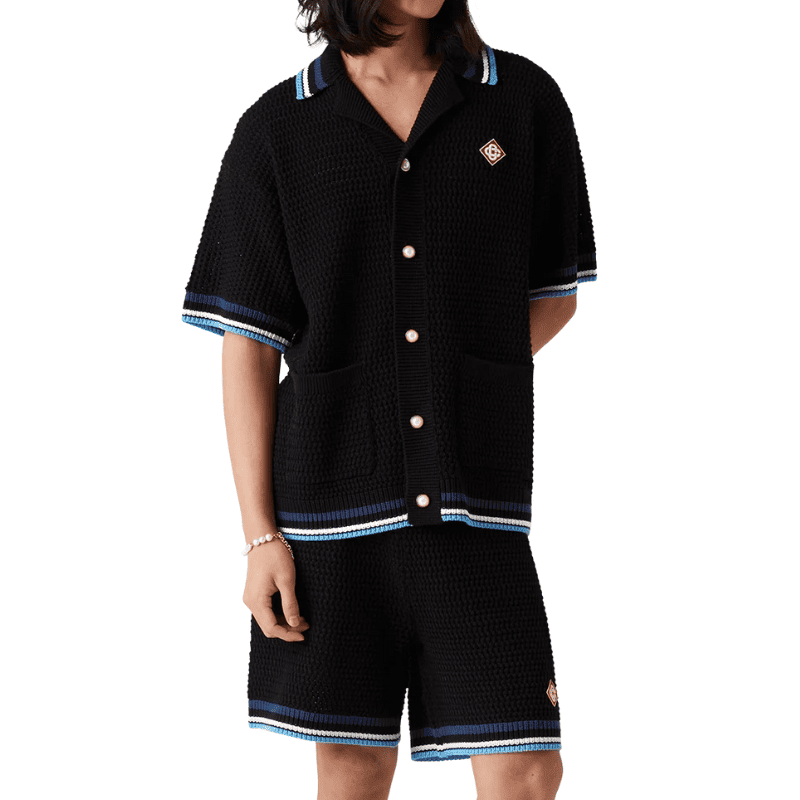 Conjunto Casablanca Crochê Gothic Negro y Azul
