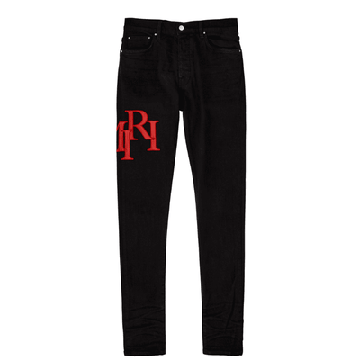 Pantalón Amiri Jeans Staggered Logo Preta
