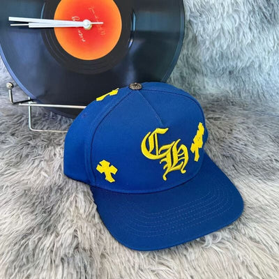 Gorra Chrome Hearts Cross Patch Azul/Amarillo
