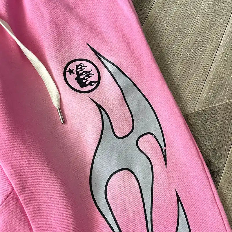 Pantalón Hellstar Flame Sweatpants Pink/Silver