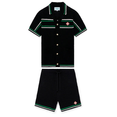 Conjunto Casablanca Crochê Negro y Verde