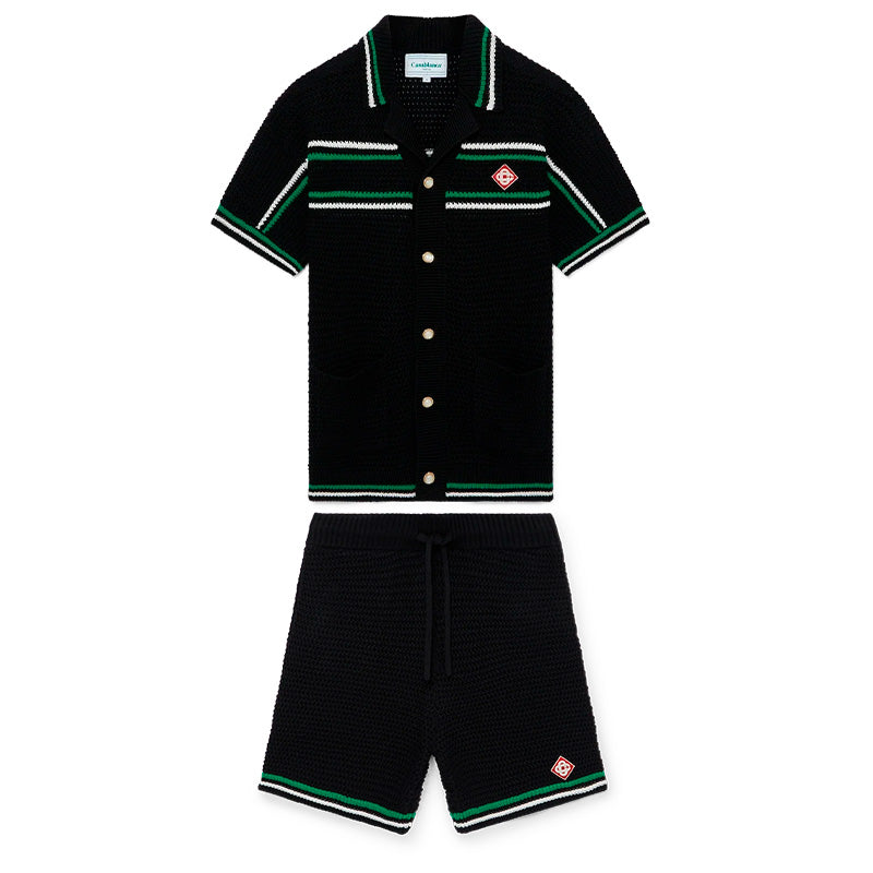Conjunto Casablanca Crochê Negro y Verde