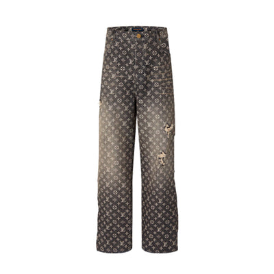 Pantalón Louis Vuitton Distressed Baggy Monogram Jeans