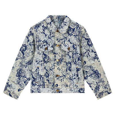 Chamarra Louis Vuitton Distressed Floral Denim