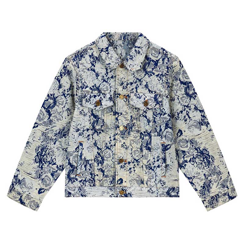 Chamarra Louis Vuitton Distressed Floral Denim