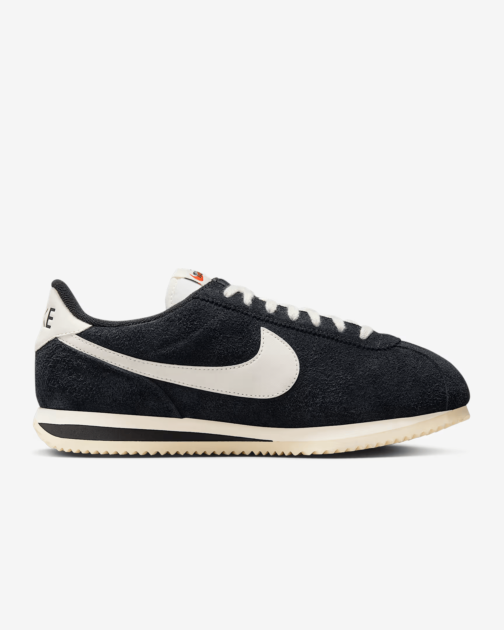 CORTEZ Negro con Vintage Suede–Blanco Clean
