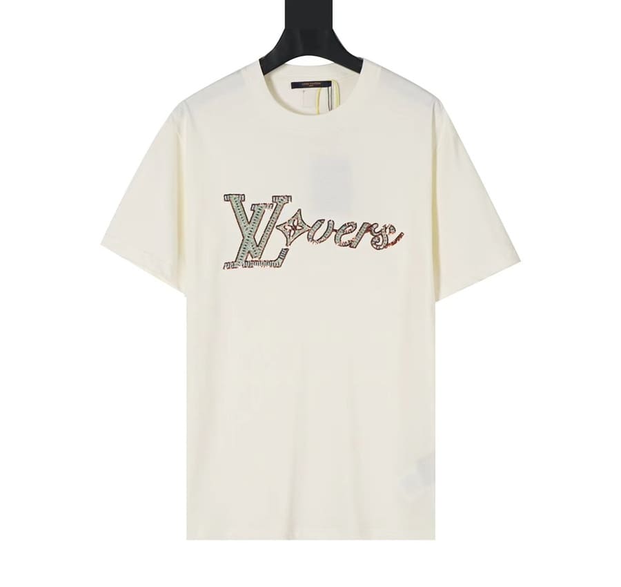 Playera Louis Vuitton White Embroidered Lovers