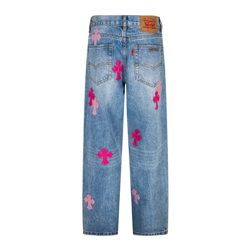 Pantalón Jeans Chrome Hearts Patches Cross Pink