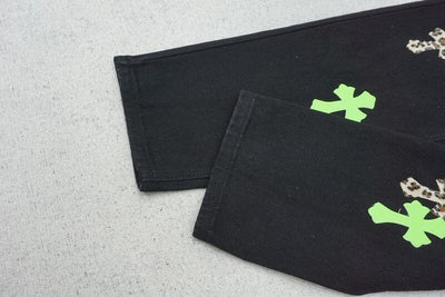 Pantalón Jeans Chrome Hearts Green & Leopard Cross