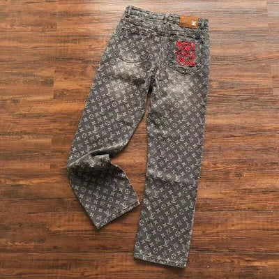 Pantalón Louis Vuitton Distressed Baggy Monogram Jeans