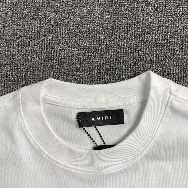 Playera Amiri Bar Logo Blanca/Azul