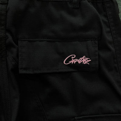 Pantalón Corteiz Cargo Preta y Rosa