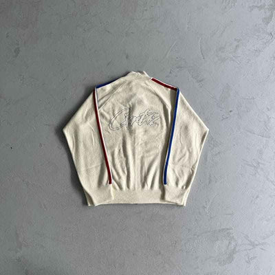 Chamarra Corteiz Knit Zip Up Fleece Cream