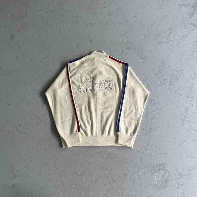 Chamarra Corteiz Knit Zip Up Fleece Cream