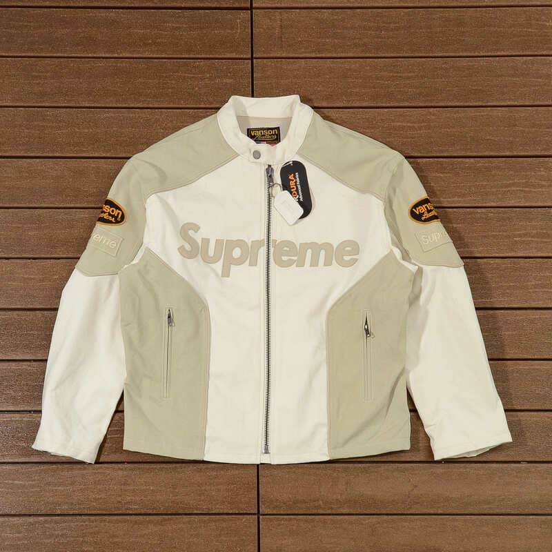 Chamarra Supreme x Vanson Leathers Cordura White Cream