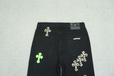 Pantalón Jeans Chrome Hearts Green & Leopard Cross