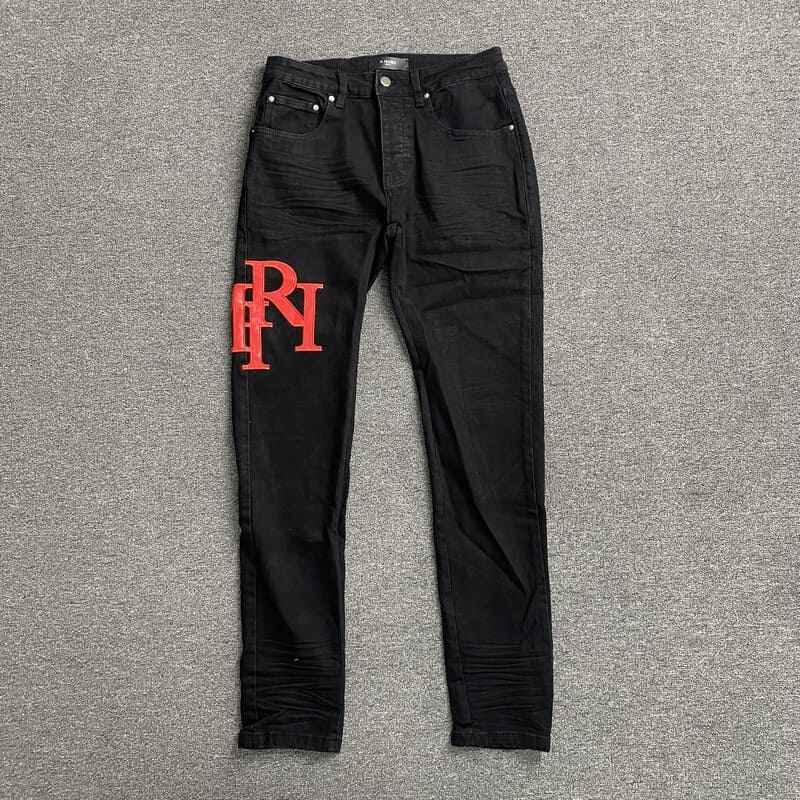 Pantalón Amiri Jeans Staggered Logo Preta